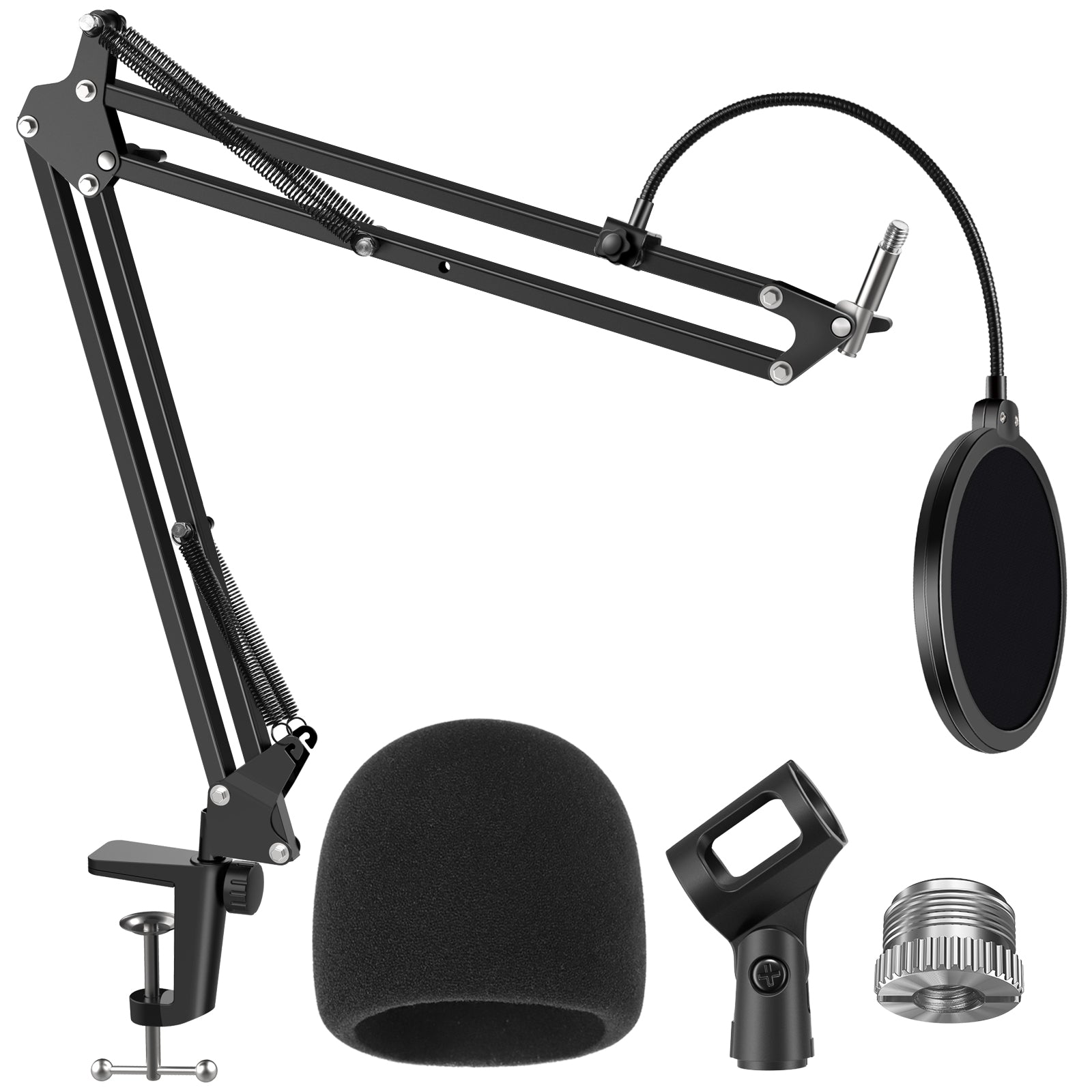 Blue Yeti Microphone Stand with Foam Cover - Suspension Boom Scissor Arm  Stand and Mic Windscreen Pop Filter Compatible with Blue Yeti Microphone by