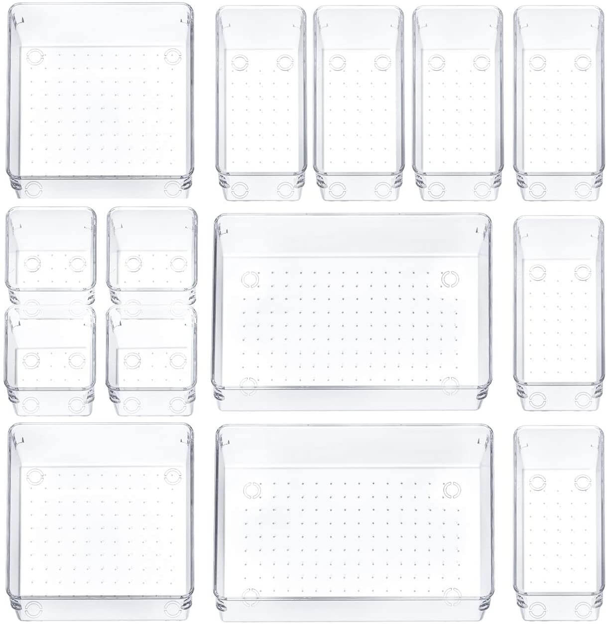 InnoGear Set of 21 Desk Drawer Organiser Trays, Clear Plastic Storage