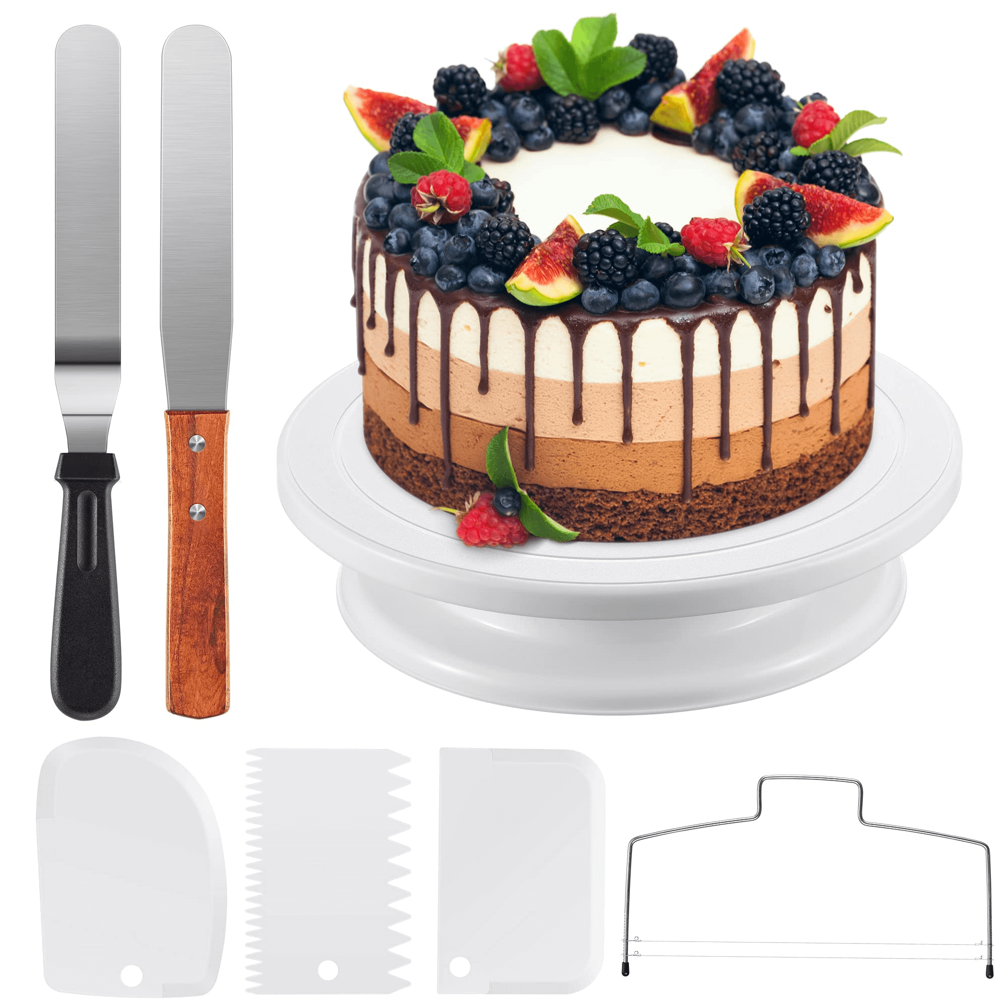 KUYUEOR 10 Inch Rotating Cake Turntable,Turns Smoothly,Revolving Cake Stand  Cake Decorating Kit Display Stand Baking Tools for Cookies