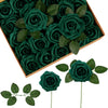 InnoGear Artificial Flowers, 50 Pcs Hunt Green Foam Fake Roses Bulk with Stems for Decoration DIY Wedding Bouquets Centerpieces Bridal Shower Party Valentines Christmas Tree