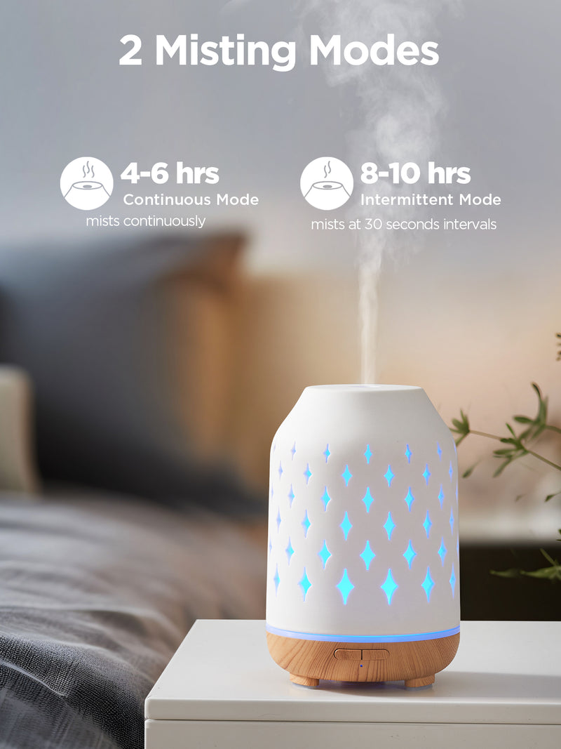 InnoGear Oil Diffuser, 150ML Ceramic Diffuser for Essential Oils  Handcrafted Aromatherapy Diffuser Ultrasonic Cool Mist Humidifier with 2  Mist Modes
