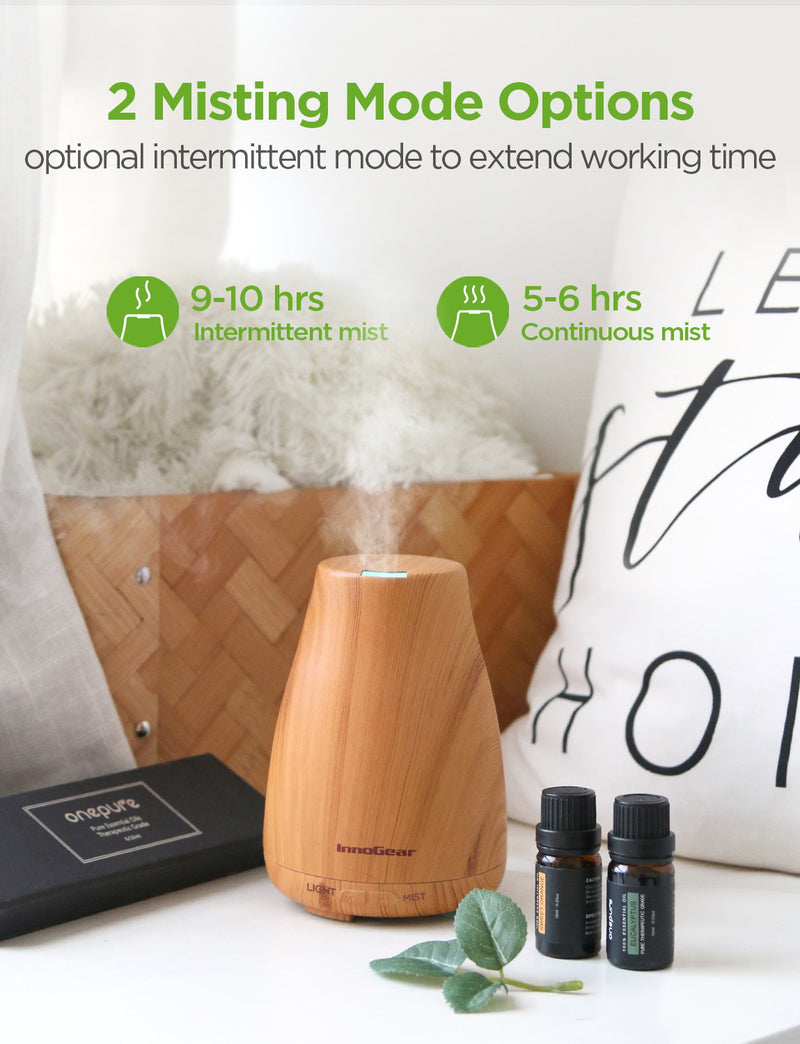 InnoGear Essential Oil Diffuser with Oils, 150ml Aromatherapy Diffuser with  6 Essential Oils Set, Aroma Cool Mist Humidifier Gift Set, Yellow Wood