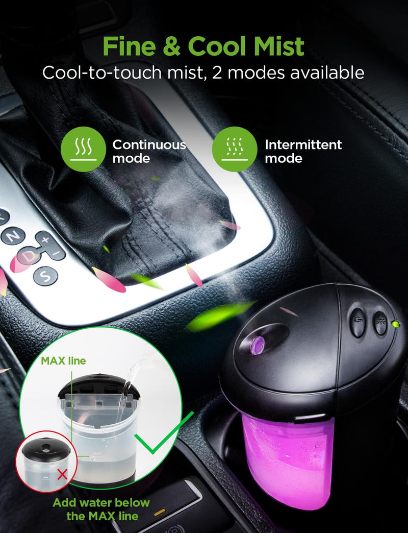 InnoGear Car Diffuser, USB Essential Oil Diffuser Ultrasonic Car Humidifier  Aromatherapy Diffusers with Intermittent/Continuous Mist for Office Travel